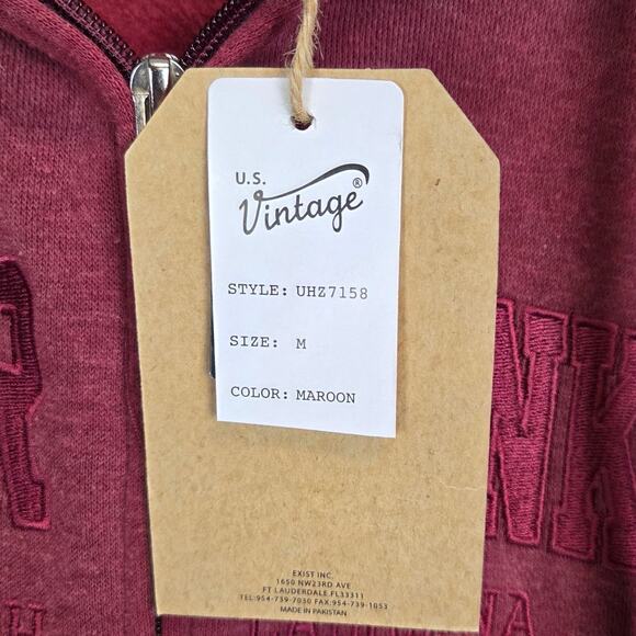 Outer Banks NC Maroon Sweater Jacket M Zip Up Hooded Pockets Fade Cozy Warm NWT - Picture 6 of 14